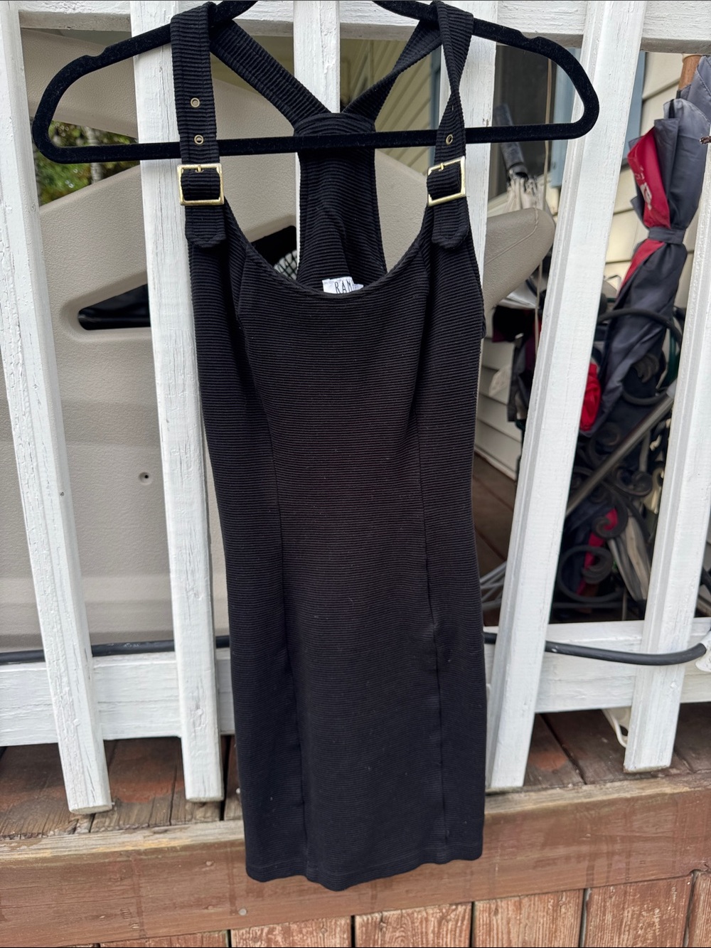 Rampage Black Ribbed Tank Dress with Adjustable Buckle Straps